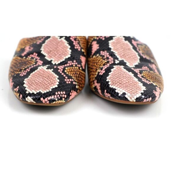 Madewell REMI BROWN PINK GENUINE LEATHER SNAKE EMBOSSED FLAT MULE SHOES SIZE 9 - Picture 13 of 13